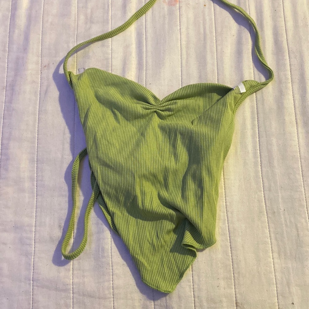 Green crop top straps
